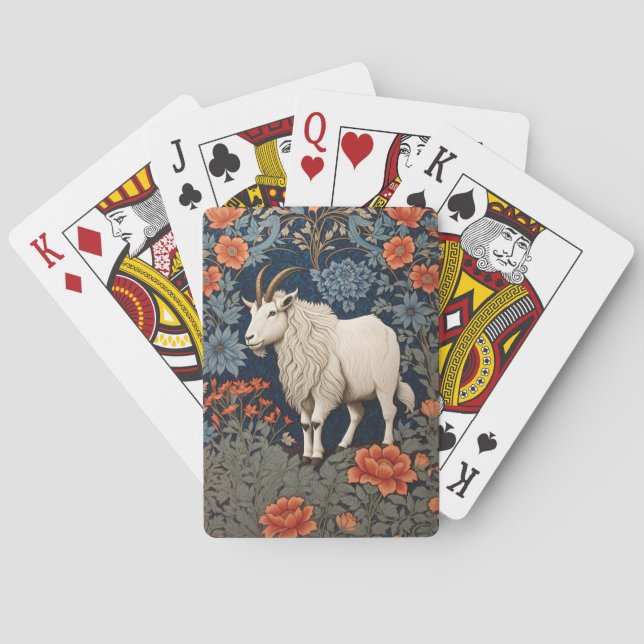 Elegant Mountain Goat William Morris Inspired  Playing Cards (Back)