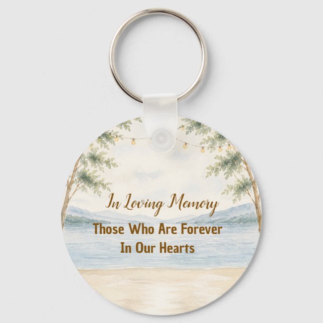 Elegant Mountain Lake Wedding Keychain (Front)