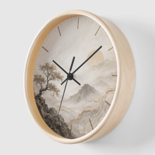 Elegant Mountain Landscape Wall Clock - Nature