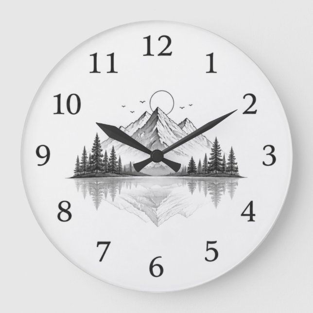 Elegant Mountain Nature Watch  Large Clock (Front)