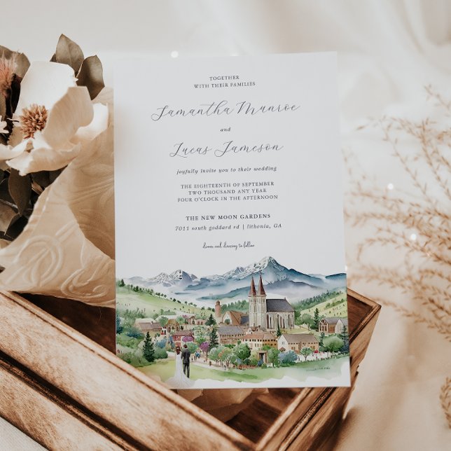 Elegant Mountain Village Town | Wedding Invitation (Creator Uploaded)