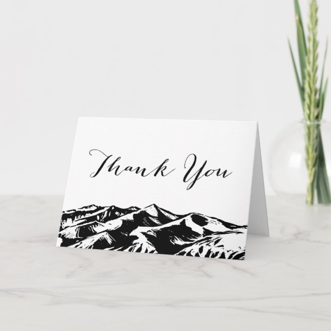 Elegant Mountain Wedding Thank You Card (Front)