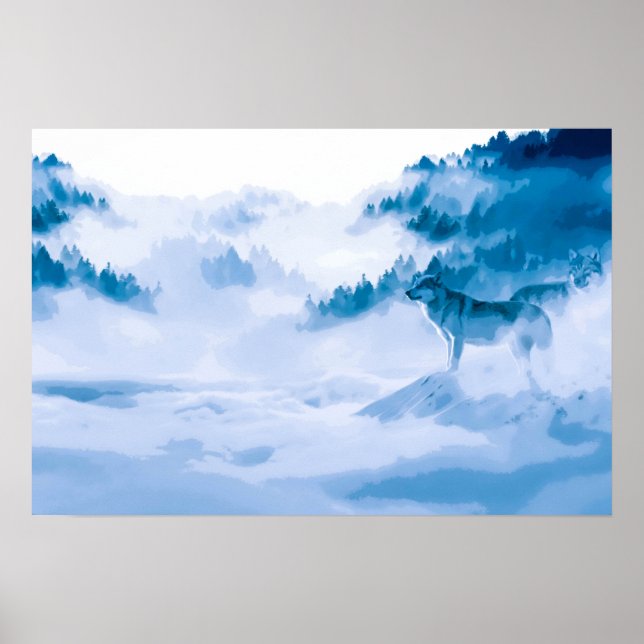 Elegant Mountain Wolves Artwork | Poster (Front)