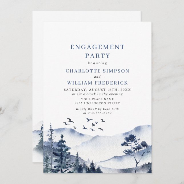Elegant Mountains Forest ENGAGEMENT PARTY Invitation (Front/Back)