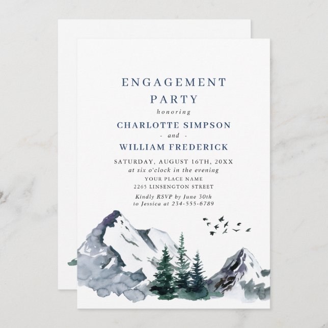 Elegant Mountains Forest ENGAGEMENT PARTY Invitation (Front/Back)