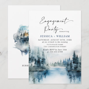 Elegant Mountains Forest Engagement Party Invitation