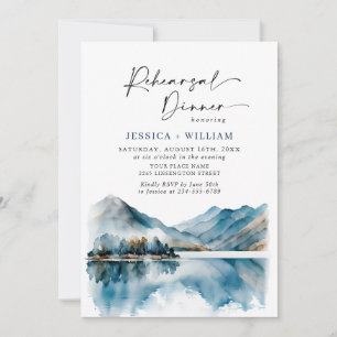 Elegant Mountains Forest Rehearsal Dinner QR code Invitation