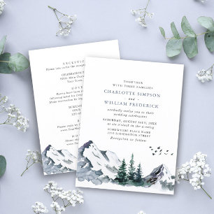 Elegant Mountains Forest Wedding All in One Invitation