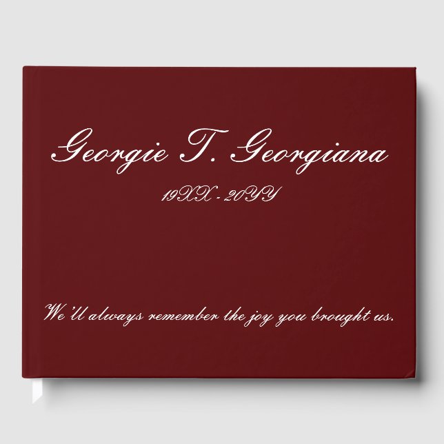 Elegant & Mournful Funeral Guest Book (Front)