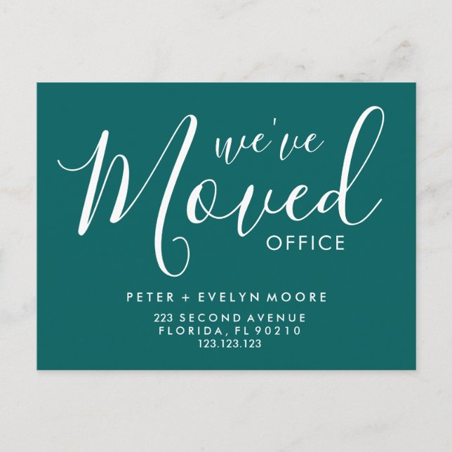 elegant moved office business announcement postcard (Front)