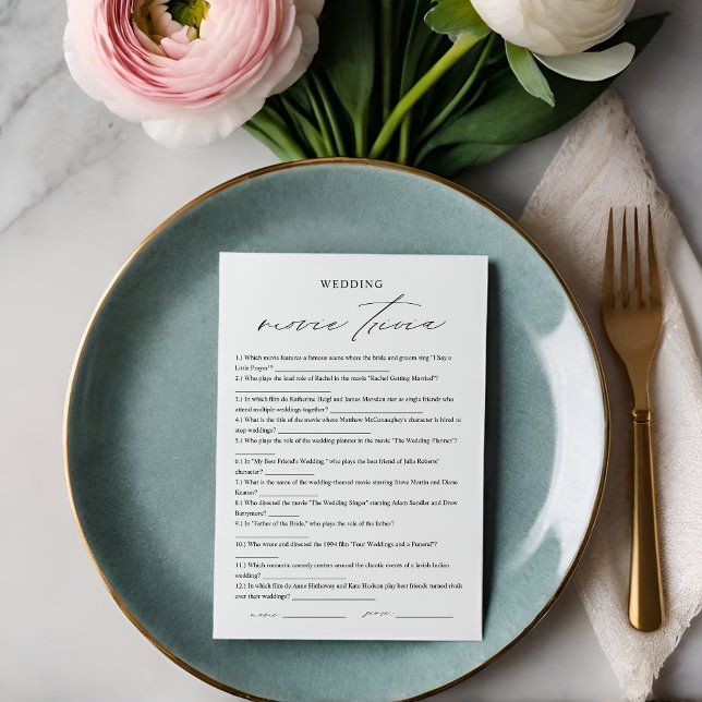 Elegant Movie Trivia Bridal Shower Game Card (Creator Uploaded)