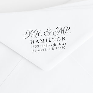 Elegant Mr. and Mr. Wedding Return Address Rubber Stamp