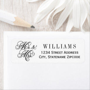 Elegant Mr and Mrs Black Script Custom Monogram