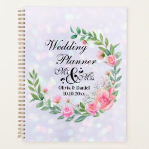 Elegant Mr and Mrs Blush Pink Flowers Wedding Planner