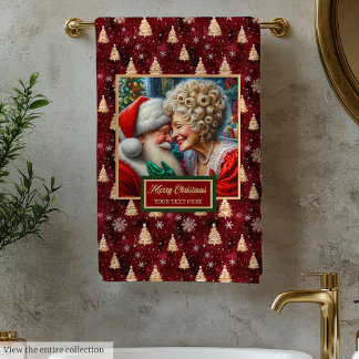 Elegant Mr. and Mrs. Claus Vintage Bath Towel