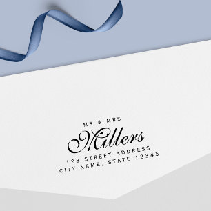 Elegant Mr and Mrs Couple Family Name Home Address Self-inking Stamp