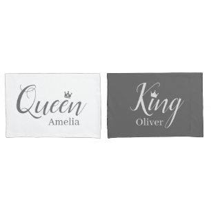 Elegant Mr. and Mrs.   King and Queen Modern Minim Pillowcase