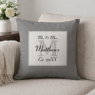 Elegant Mr and Mrs Monogram Cushion