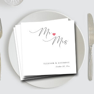 Elegant Mr and Mrs Script Personalised Wedding Napkin