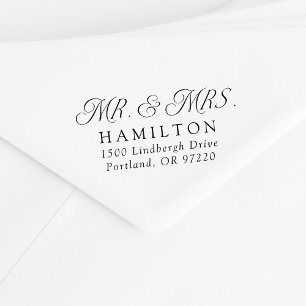 Elegant Mr. and Mrs. Wedding Return Address Rubber Stamp