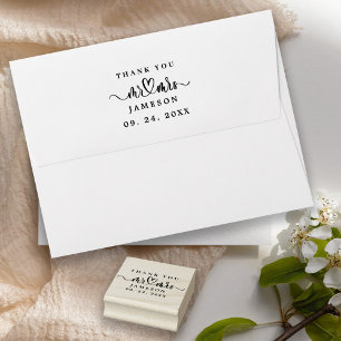 Elegant Mr & Mrs Calligraphy Thank You Rubber Stamp