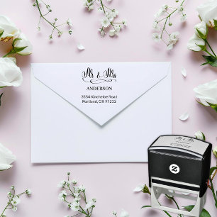 Elegant Mr & Mrs - Calligraphy with Serif Font Self-inking Stamp