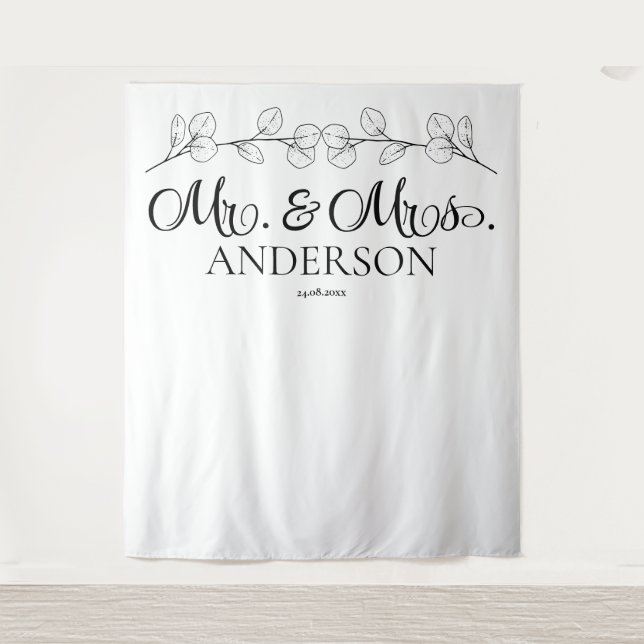 Elegant Mr. & Mrs. Personalised Wedding  Tapestry (Front)