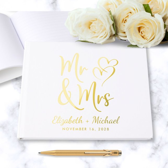 Elegant Mr Mrs Photo Wedding Guest Book (Creator Uploaded)