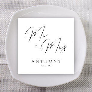 Elegant Mr & Mrs Script Custom Name Wedding Napkin