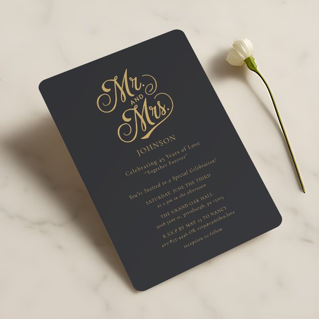 Elegant Mr. & Mrs. Wedding Anniversary Celebration Invitation (Creator Uploaded)