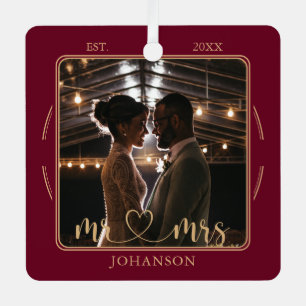 Elegant Mr & Mrs Wedding Photo Ornament