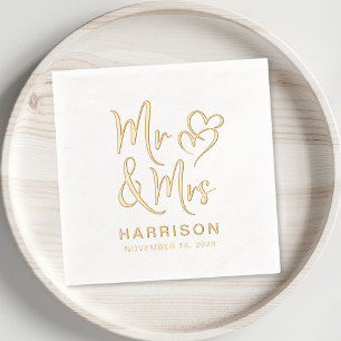 Elegant Mr Mrs Wedding Reception Foil Napkins