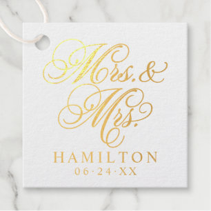 Elegant Mrs and Mrs Script Monogram Wedding Favour Tags