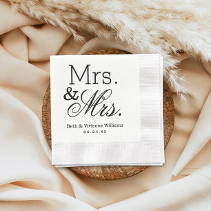 Elegant Mrs and Mrs Wedding Napkin