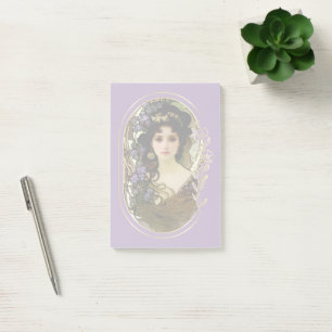 Elegant Mucha Style Portrait of a Beautiful Woman Post-it Notes