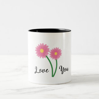 Elegant mug with pink daisy flowers custome design