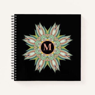 Elegant Multi-Colour Mandala Flourish Monogram Notebook
