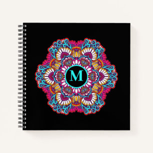 Elegant Multi-Colour Mandala Flourish Monogram Notebook