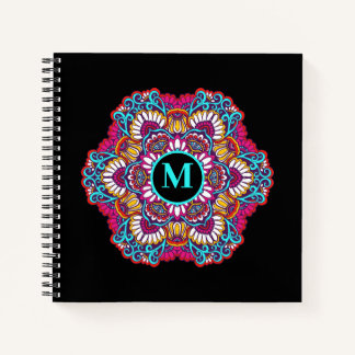 Elegant Multi-Colour Mandala Flourish Monogram Notebook