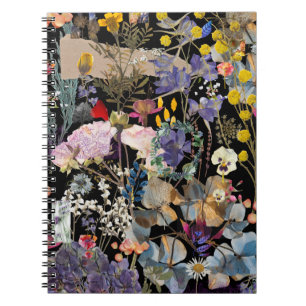 Elegant multi colour wildflower collage   notebook