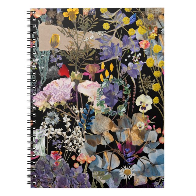 Elegant multi colour wildflower collage   notebook (Front)
