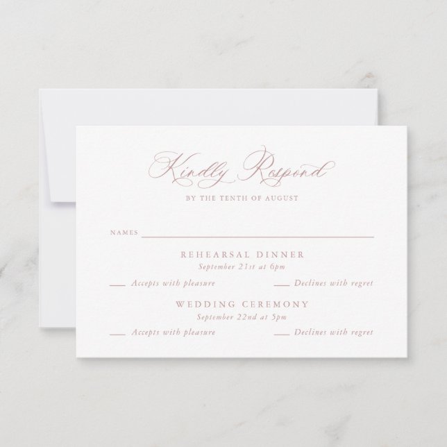 Elegant Multi Event Wedding Rehearsal RSVP Card (Front)