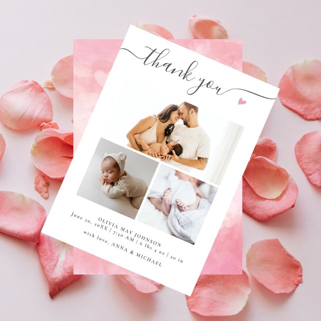 Elegant Multi Photo Birth Announcement Baby Shower (Creator Uploaded)