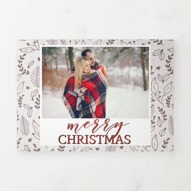 Elegant  multi photo Christmas Tri-Fold Holiday Card (Cover)