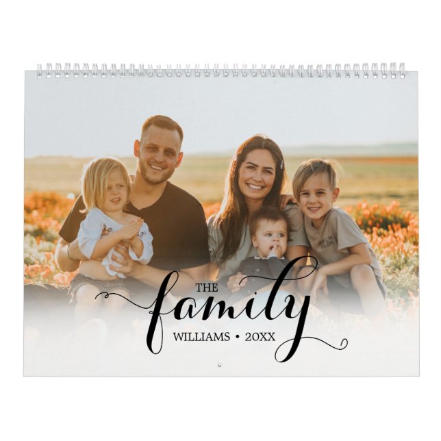 Elegant Multi Photo Custom Script Family Memories Calendar (Cover)