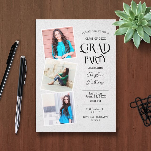 Elegant Multi Photo Graduation Invitation (Creator Uploaded)