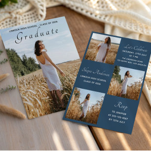 Elegant Multi Photo Graduation Party Invitation