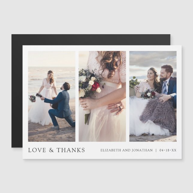 Elegant Multi Photo Wedding Thank You Magnet (Front/Back)