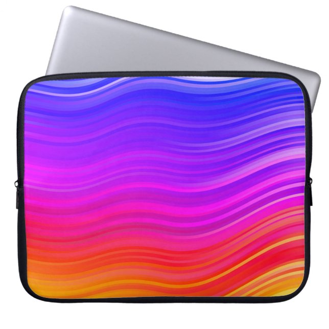 Elegant Multicolor Abstract Waves Laptop Sleeve (Front)