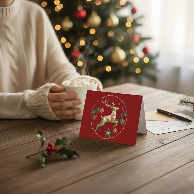 Elegant Multicolor Reindeer Christmas Greeting Car Thank You Card (Creator Uploaded)